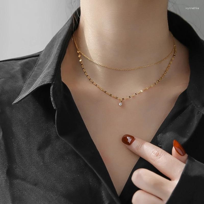 Pendant Necklaces RUO 18 K Gold Plating Double Layer Zircon Necklace Fashion Titanium Steel Jewelry Woman Birthday Gift Never FadePendant
Pendant Necklaces RUO 18 K Gold Plating Double Layer Zircon Necklace Fashion Titanium Steel Jewelry Woman Birthday Gift Never FadePendant