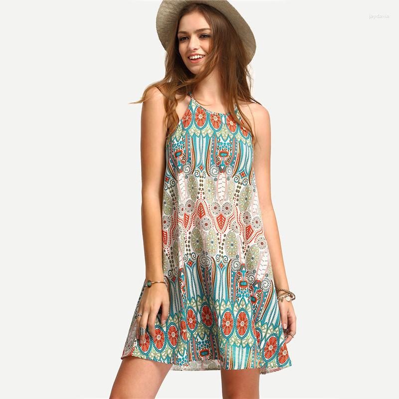 Casual Dresses Summer Beach Mini Floral Dress Womens Sleeveless Halter Neck Boho Print Short Sundress, As shown
Casual Dresses Summer Beach Mini Floral Dress Womens Sleeveless Halter Neck Boho Print Short Sundress, As shown