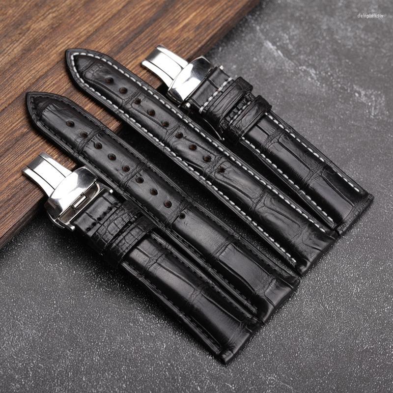 Watch Bands Black Crocodile Leather Watchband Bamboo Pattern 18 20 22MM Butterfly Buckle Strap Handmade Men's Bracelet
Watch Bands Black Crocodile Leather Watchband Bamboo Pattern 18 20 22MM Butterfly Buckle Strap Handmade Men's Bracelet