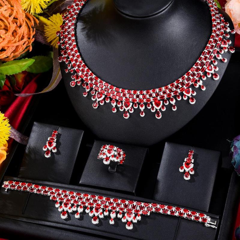 Necklace Earrings Set Missvikki Luxury Red Green Blue Bracelet Ring Full CZ Women Wedding Naija Bridal Dubai Dress Jewelry, Picture shown
Necklace Earrings Set Missvikki Luxury Red Green Blue Bracelet Ring Full CZ Women Wedding Naija Bridal Dubai Dress Jewelry, Picture shown