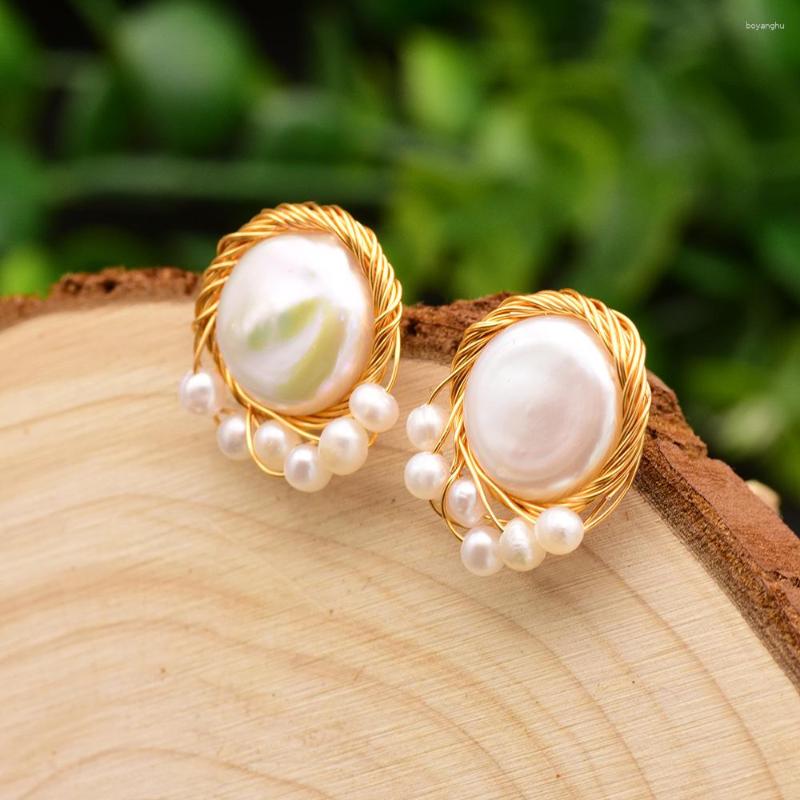 Stud Earrings Inlaid Natural Baroque Freshwater Pearl 18K Gold Plated Earring Fashion Creative Turquoise 925 Sterling Silver
Stud Earrings Inlaid Natural Baroque Freshwater Pearl 18K Gold Plated Earring Fashion Creative Turquoise 925 Sterling Silver