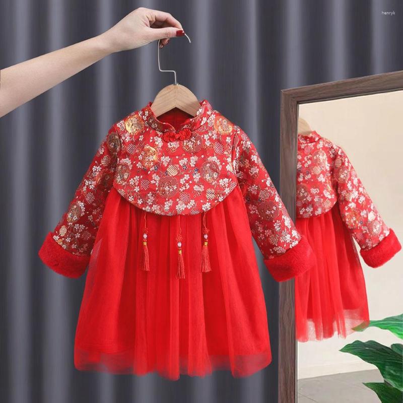 Girl Dresses Winter Girls Princess Dress Children Embroidery Year Clothes Long Sleeve Velvet Mesh Vintage Chinese QIpao Vestido, Red
Girl Dresses Winter Girls Princess Dress Children Embroidery Year Clothes Long Sleeve Velvet Mesh Vintage Chinese QIpao Vestido, Red