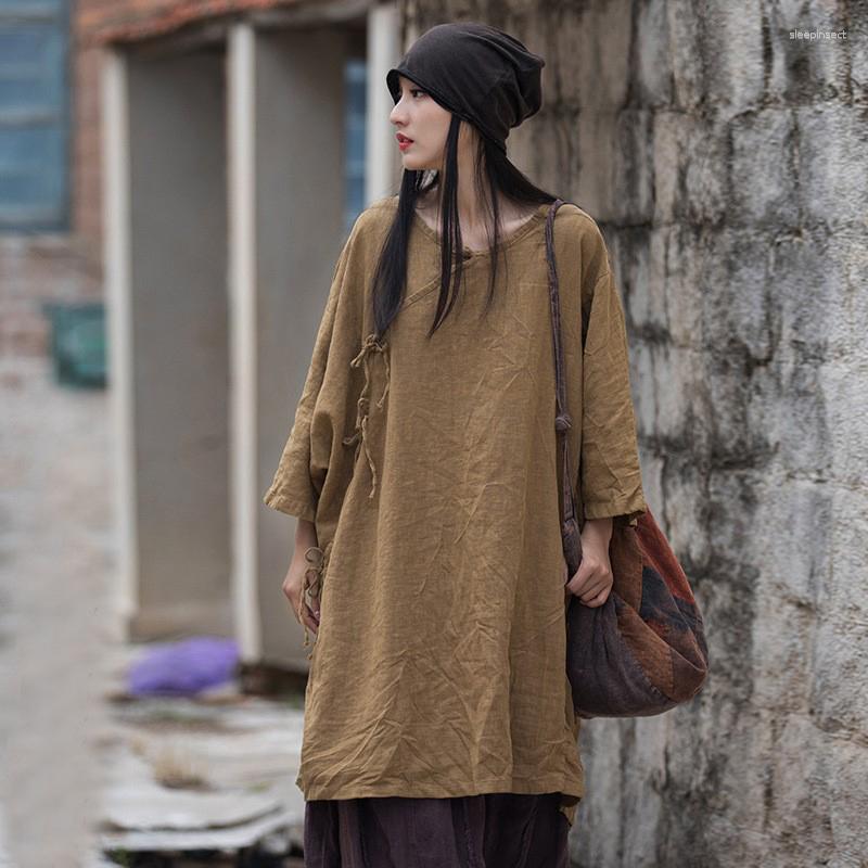 Women's Blouses QPFJQD Female Retro Bandage Solid Color Ramie Tops 2023 Autumn Spring Loose Women Vintage Shirts Chinese Style, Tea black
Women's Blouses QPFJQD Female Retro Bandage Solid Color Ramie Tops 2023 Autumn Spring Loose Women Vintage Shirts Chinese Style, Tea black