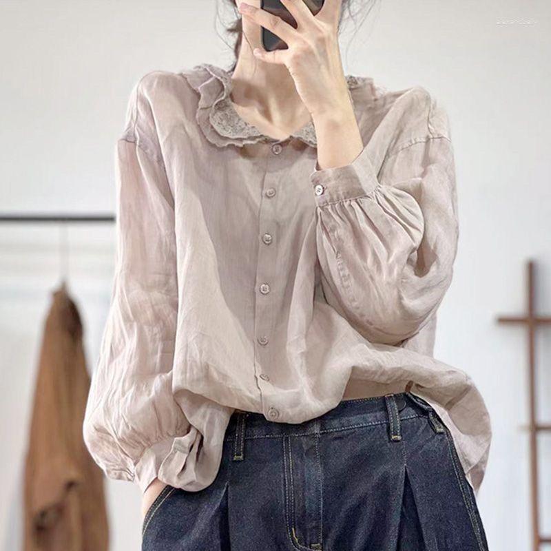 Women's Blouses Summer Art Sweet Girl Slim Fashion Women Tops Ruffle Single Breasted Long Sleeve Shirt Leisure Cotton Linen Top For, Coffee
Women's Blouses Summer Art Sweet Girl Slim Fashion Women Tops Ruffle Single Breasted Long Sleeve Shirt Leisure Cotton Linen Top For, Coffee