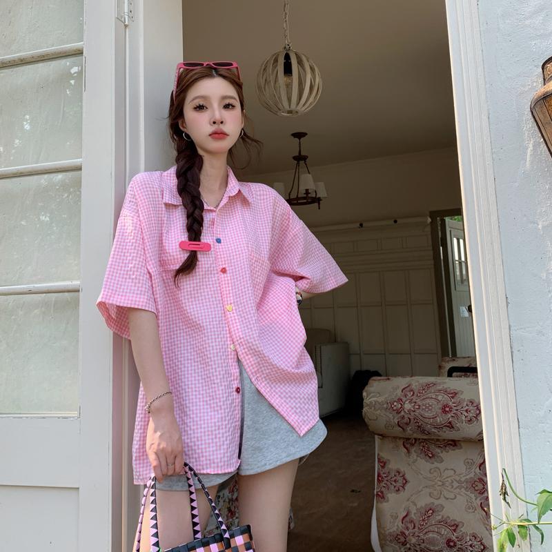 Women' Blouses DUOFAN Japanese Pink Plaid Women 2023 Summer Colorful Button Design Cardigan Tops Unique Short Sleeve Shirt With Pockets
Women' Blouses DUOFAN Japanese Pink Plaid Women 2023 Summer Colorful Button Design Cardigan Tops Unique Short Sleeve Shirt With Pockets