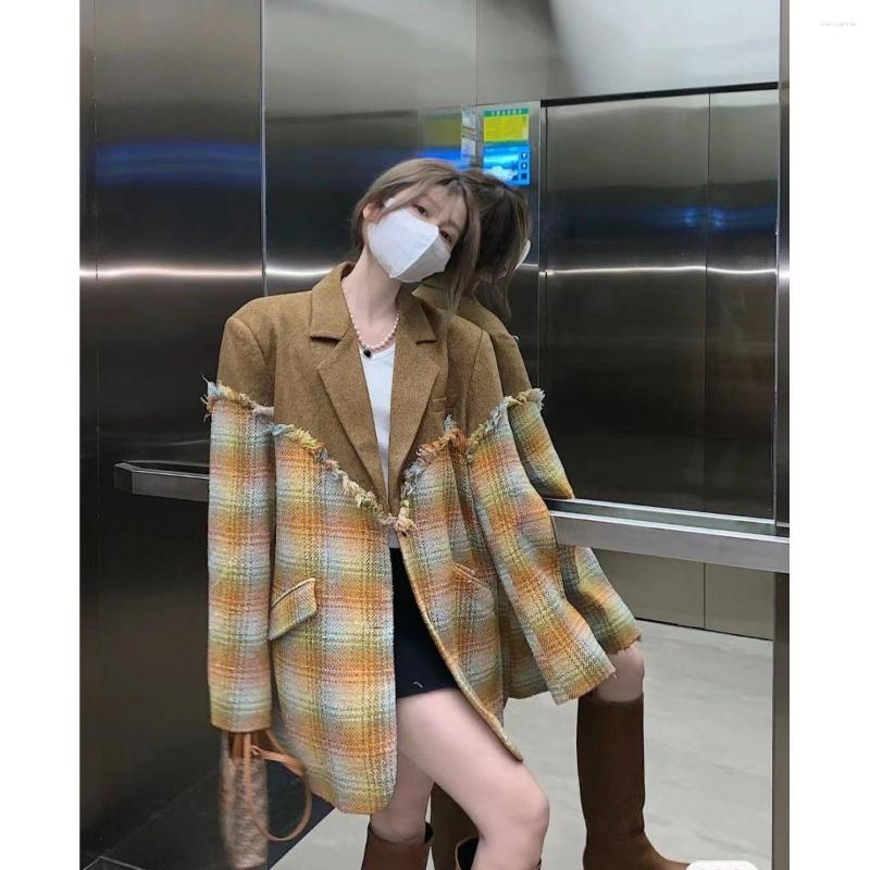 Women' Jackets Plaid Wool Coat Women Loose Side Split Autumn Korean Winter Thickened Warm Suit Fashion Patchwork Temperament
Women' Jackets Plaid Wool Coat Women Loose Side Split Autumn Korean Winter Thickened Warm Suit Fashion Patchwork Temperament