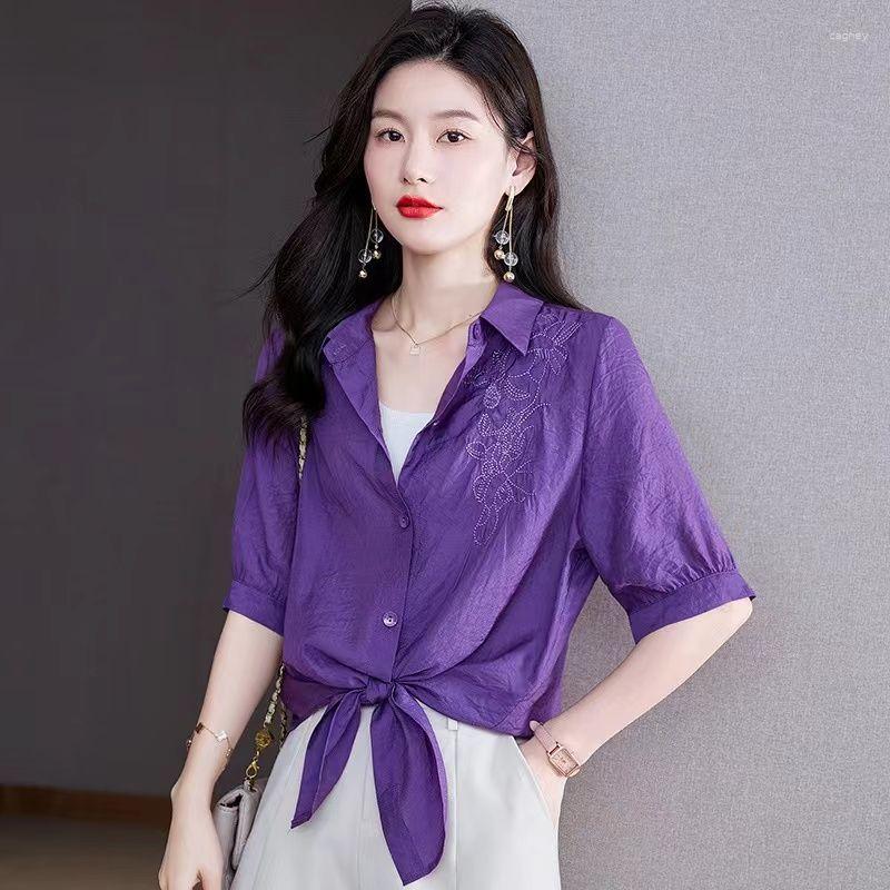 Women's Blouses Fashion V-Neck Embroidery Bandage Shirt Women's Clothing 2023 Summer Oversized Casual Tops Asymmetrical Blouse, Purple
Women's Blouses Fashion V-Neck Embroidery Bandage Shirt Women's Clothing 2023 Summer Oversized Casual Tops Asymmetrical Blouse, Purple