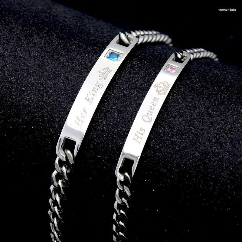 Link Bracelets Chain Styles King Queen Rose Black Crystal Adjustable Women's Man Couple Stainless Steel Bracelet Femmo For Lesbian
Link Bracelets Chain Styles King Queen Rose Black Crystal Adjustable Women's Man Couple Stainless Steel Bracelet Femmo For Lesbian