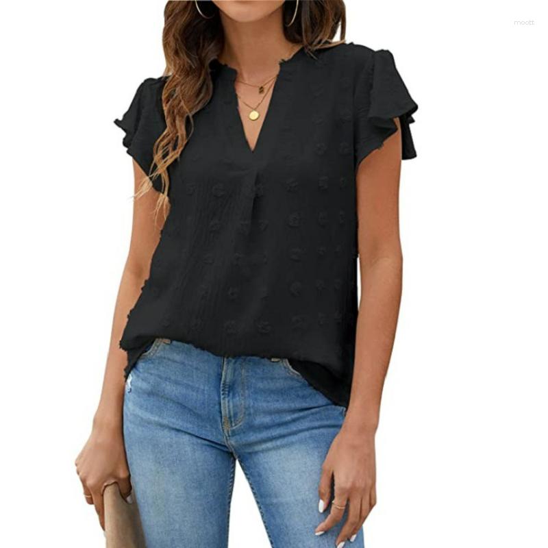 Women's T Shirts Summer V-Neck Pleated Ruffle Sleeve Wool Ball Top Chiffon Shirt, Pink
Women's T Shirts Summer V-Neck Pleated Ruffle Sleeve Wool Ball Top Chiffon Shirt, Pink