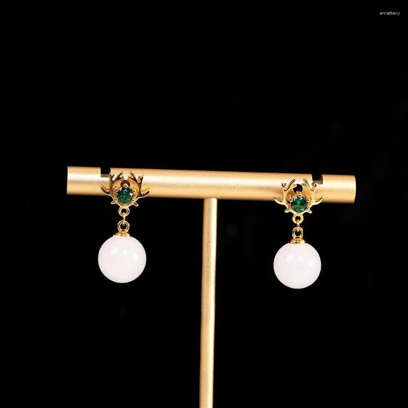 Stud Earrings 2023 S925 Silver Gold-plated Inlaid Natural Hetian Jade White Antler Fashion Simple Women's
Stud Earrings 2023 S925 Silver Gold-plated Inlaid Natural Hetian Jade White Antler Fashion Simple Women's