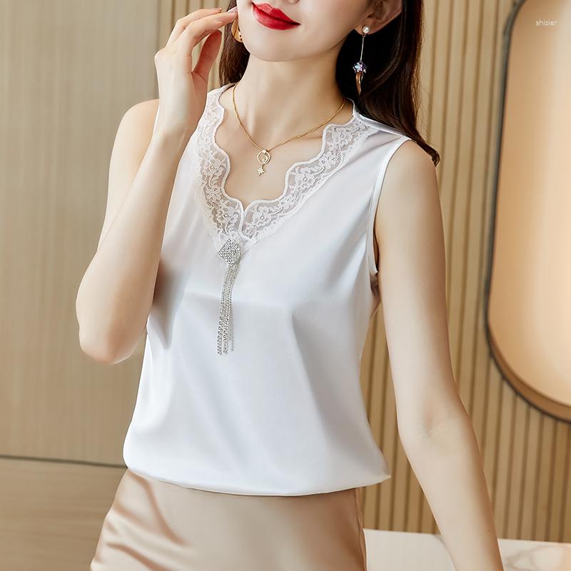Women's Tanks Summer Tassel Blouse Women Vest Female Silk Satin Sleeveless Shirt V-neck Solid Elegant Tops 19135, Black
Women's Tanks Summer Tassel Blouse Women Vest Female Silk Satin Sleeveless Shirt V-neck Solid Elegant Tops 19135, Black