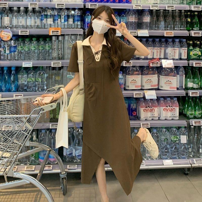 Casual Dresses Summer Hit Color Polo Drawstring Women Mid Calf Students Fashion Simple Irregular Loose Long Skirts Sports Daily, Black
Casual Dresses Summer Hit Color Polo Drawstring Women Mid Calf Students Fashion Simple Irregular Loose Long Skirts Sports Daily, Black