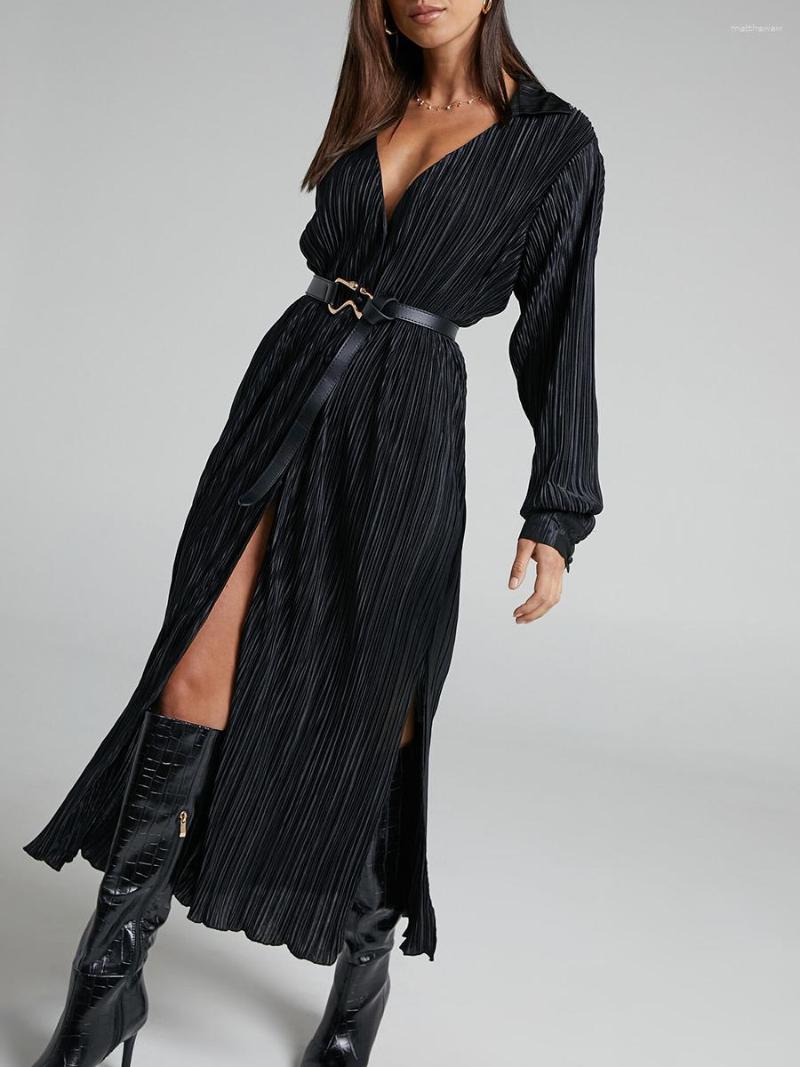Casual Dresses Tsultryofs Women Elegant Lapel Skirt Pleated Dress Button Down Long Sleeve High Slit Midi For Wedding Party (Orange L), Black
Casual Dresses Tsultryofs Women Elegant Lapel Skirt Pleated Dress Button Down Long Sleeve High Slit Midi For Wedding Party (Orange L), Black