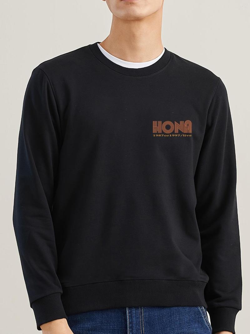 Men's T Shirts Casual Solid Alphabet Print Crew Neck Long Sleeve Pullover Sweatshirt For Men, Black
Men's T Shirts Casual Solid Alphabet Print Crew Neck Long Sleeve Pullover Sweatshirt For Men, Black