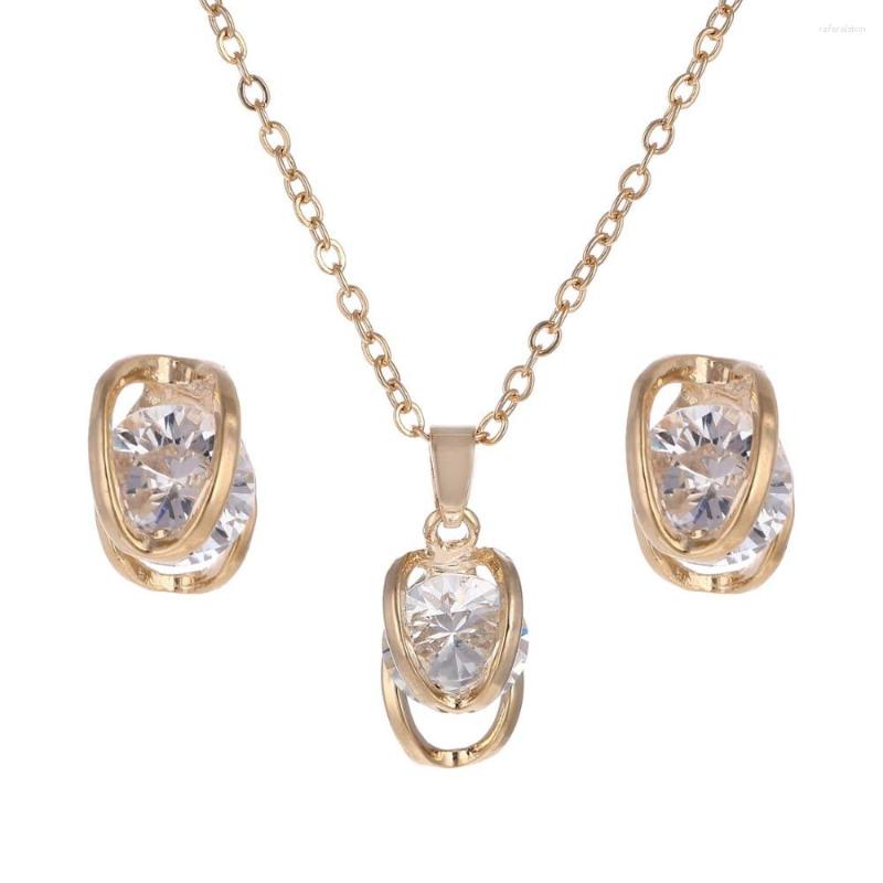 Necklace Earrings Set Golden Color Zircon Jewelry For Women Wholesale Crystal Decorative 2Pcs/Set, Picture shown
Necklace Earrings Set Golden Color Zircon Jewelry For Women Wholesale Crystal Decorative 2Pcs/Set, Picture shown