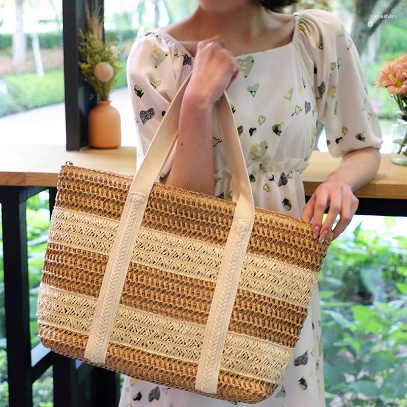 Evening Bags Boho Women Paper Rope Two-Color Straw Woven Summer Bag Handbag Striped Shoulder Leisure Tote Beach Fashion Braided
Evening Bags Boho Women Paper Rope Two-Color Straw Woven Summer Bag Handbag Striped Shoulder Leisure Tote Beach Fashion Braided