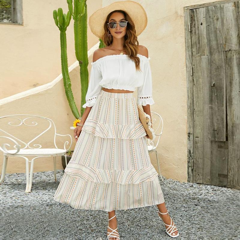 Skirts Summer Women Chiffon Floral Vintage High Waist Elastic Patchwork Ruffles Chic Long Boho A-line Skirt For Ladies Holiday, Beige
Skirts Summer Women Chiffon Floral Vintage High Waist Elastic Patchwork Ruffles Chic Long Boho A-line Skirt For Ladies Holiday, Beige