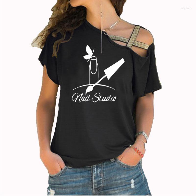 Women' T Shirts Nail Polish Beauty Summer Manicure Salon T-Shirt Women Cotton Irregular Skew Cross Tops, 14
Women' T Shirts Nail Polish Beauty Summer Manicure Salon T-Shirt Women Cotton Irregular Skew Cross Tops, 14