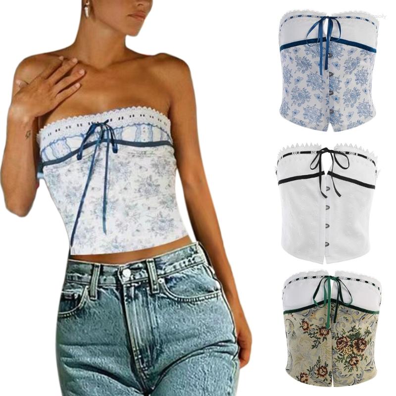 Women' Tanks Women Sexy Strapless Crop Tube Top Summer Lace Tie Up Bandeau Floral Embroidery Sleeveless Front Mini Vest Club Streetwear, Yellow
Women' Tanks Women Sexy Strapless Crop Tube Top Summer Lace Tie Up Bandeau Floral Embroidery Sleeveless Front Mini Vest Club Streetwear, Yellow