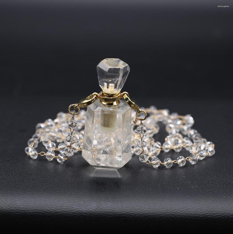 Pendant Necklaces Clear Quartz Natural Stone Faceted Perfume Bottle Diffuser Necklace Pearl Chain Jewelry MakingDIY Charm Gift Party Decor
Pendant Necklaces Clear Quartz Natural Stone Faceted Perfume Bottle Diffuser Necklace Pearl Chain Jewelry MakingDIY Charm Gift Party Decor