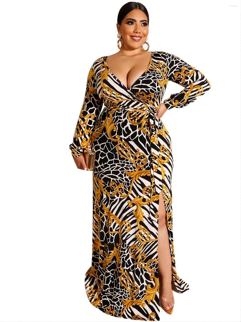 Plus Size Dresses All Over Print Long Sleeve V Neck High Split Wrap Dress Women's Sexy Stretch, Pink
Plus Size Dresses All Over Print Long Sleeve V Neck High Split Wrap Dress Women's Sexy Stretch, Pink