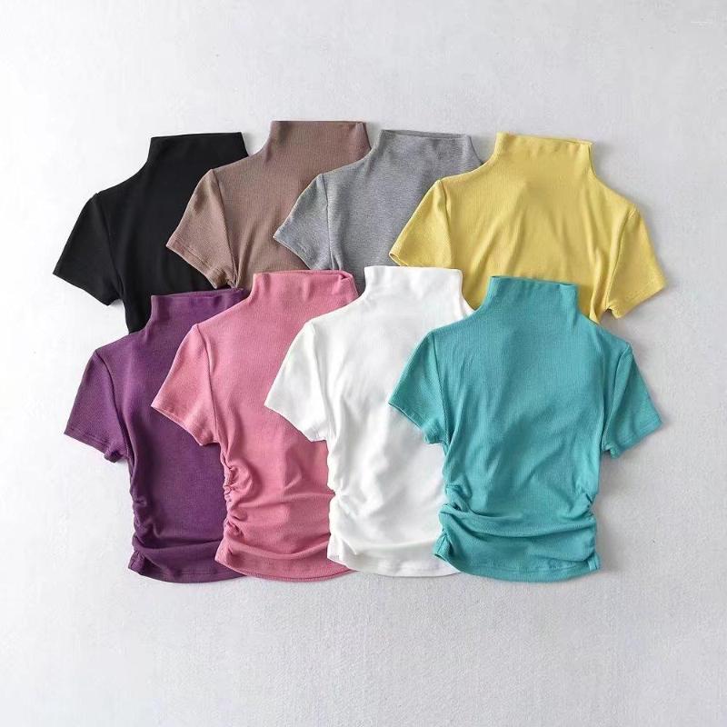 Women's T Shirts In The Summer Of 2023 Small High-necked Women's T-shirts With Short Sleeves And Exposed Navel Are Wholesale., Blue-green
Women's T Shirts In The Summer Of 2023 Small High-necked Women's T-shirts With Short Sleeves And Exposed Navel Are Wholesale., Blue-green