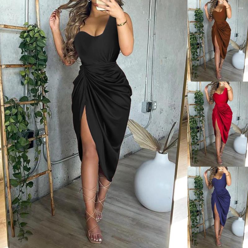 Casual Dresses Red Dress 2023 Summer Solid Color Sexy Slit Long Fashion Pleated One Shoulder Sleeveless Robe Elegant Party Vestidos, Brown
Casual Dresses Red Dress 2023 Summer Solid Color Sexy Slit Long Fashion Pleated One Shoulder Sleeveless Robe Elegant Party Vestidos, Brown
