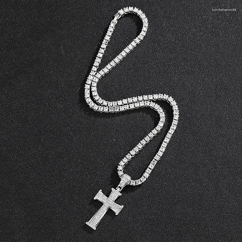 Pendant Necklaces Hiphop Tainless Steel Necklace For Men Women Lover's Gold And Rose Color Chain Cross Small Religious Jewelry