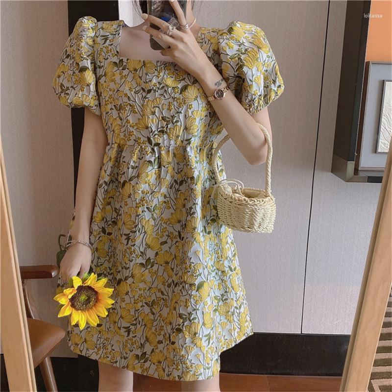 Casual Dresses Last One Japanse Mori Girl Women Short Sleeve Flower Dress Square Collar Mini Vestido Party Summer Low Chest Big Swing, Yellow dress
Casual Dresses Last One Japanse Mori Girl Women Short Sleeve Flower Dress Square Collar Mini Vestido Party Summer Low Chest Big Swing, Yellow dress