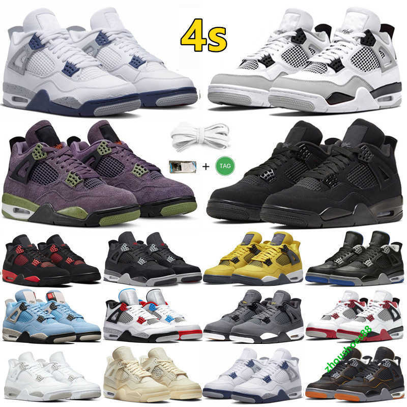 

4s 4 mens Basketball Shoes Military Black Cat Bred UNC Red Thunder Tour yellow White Oreo Shimmer Sail What the Fire Red men women outdoor trainers sneakers, Color#46