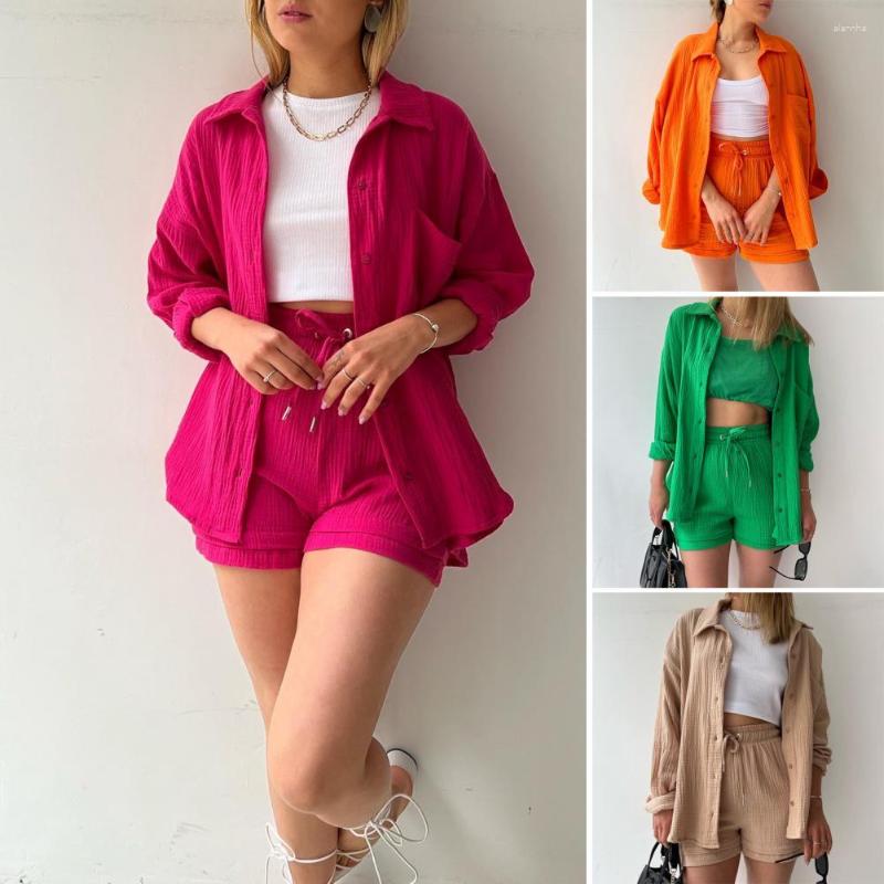 Women' Tracksuits Buttons Placket 2Pcs/Set Pure Color Women Shirt Shorts Set Anti-Pilling Top Long Sleeve Daily Clothing, Green
Women' Tracksuits Buttons Placket 2Pcs/Set Pure Color Women Shirt Shorts Set Anti-Pilling Top Long Sleeve Daily Clothing, Green