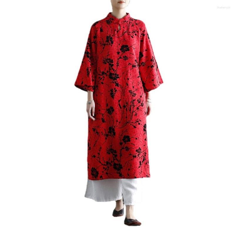 Ethnic Clothing Shanghai Story Mandarin Neck Women's Cotton Cheongsam Dress Ladies Flower Print Long Qipao For Spring Red
Ethnic Clothing Shanghai Story Mandarin Neck Women's Cotton Cheongsam Dress Ladies Flower Print Long Qipao For Spring Red