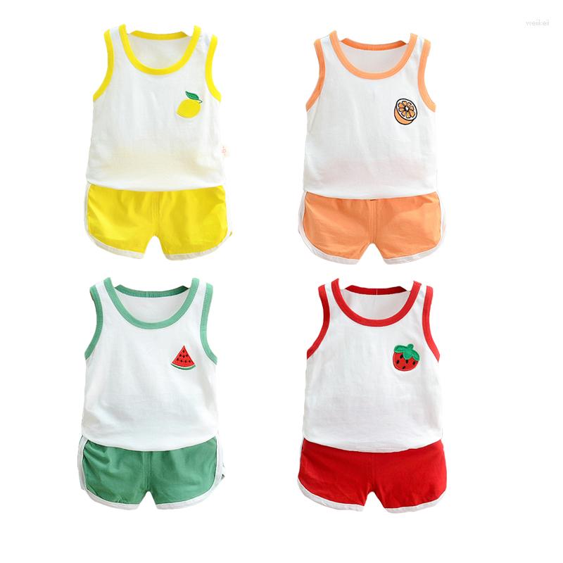 Clothing Sets Baby Boys Set Summer Girl Cartoons Fruit Embroidery Vest Solid Color Shorts 2-PCS Suit Child Clothes Kids Outfits, Picture shown
Clothing Sets Baby Boys Set Summer Girl Cartoons Fruit Embroidery Vest Solid Color Shorts 2-PCS Suit Child Clothes Kids Outfits, Picture shown