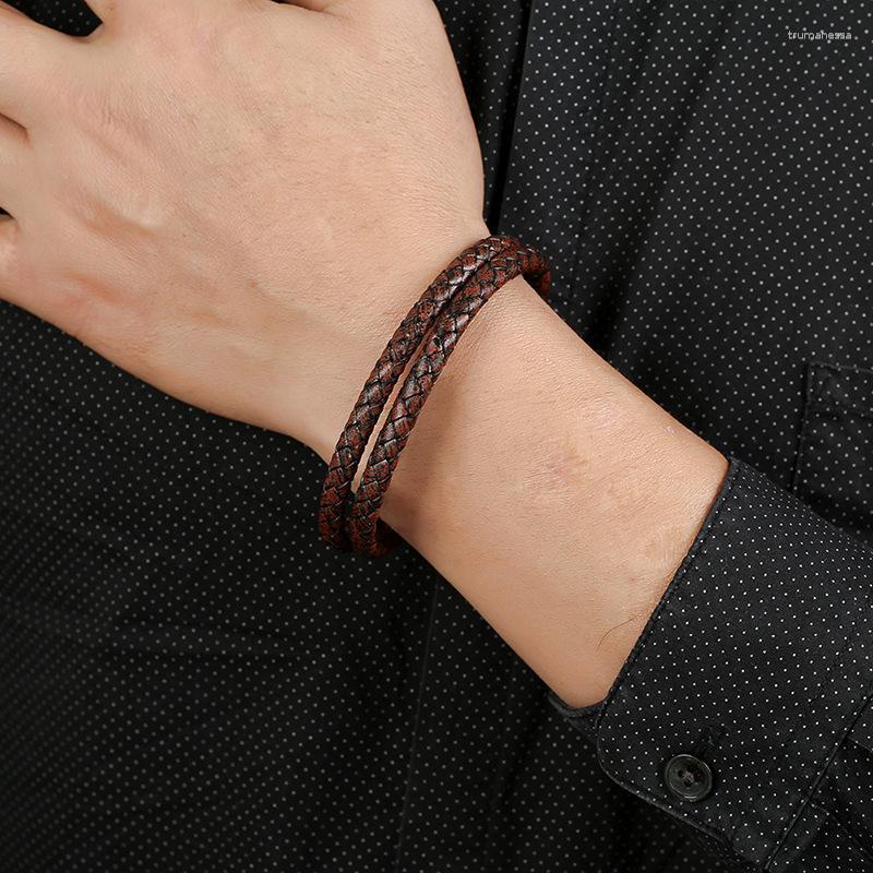 Charm Bracelets Double Layer Brown Leather Braided For Men Punk Stainless Steel Buckle Sport Accessories Bijoux Homme Erkek BileklikCharm Ra
Charm Bracelets Double Layer Brown Leather Braided For Men Punk Stainless Steel Buckle Sport Accessories Bijoux Homme Erkek BileklikCharm Ra