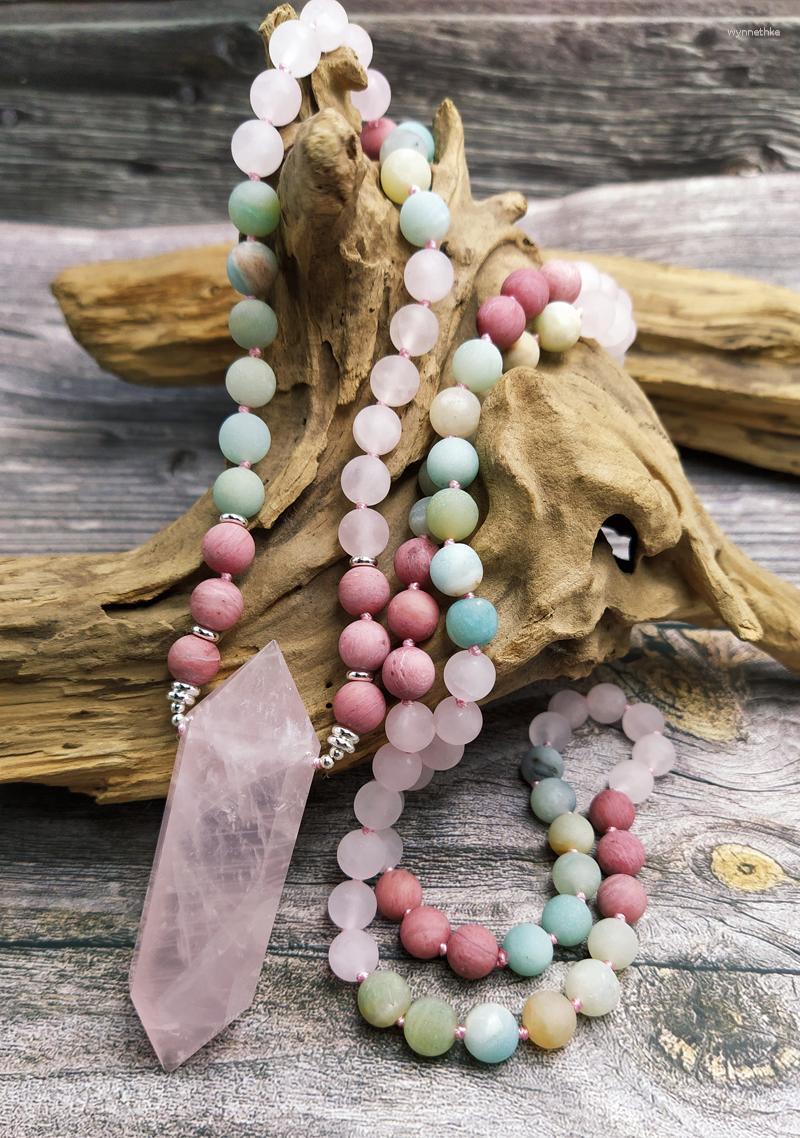Pendant Necklaces YA4109 Natural Double Rose Quartzs Amazonites Stone Beads Handmade Necklace
Pendant Necklaces YA4109 Natural Double Rose Quartzs Amazonites Stone Beads Handmade Necklace
