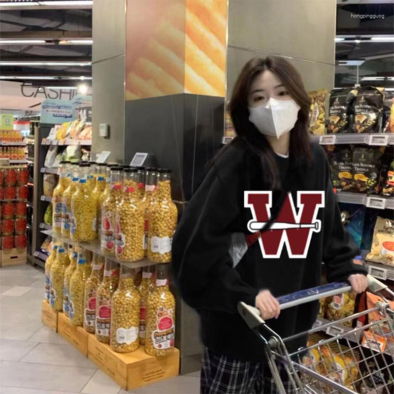 Women' Hoodies Korean Black Crew Baggy Sweatshirt Women Fleece Thicken Fashion Letter Printing Street Lazy Wind Long Sleeves Pullover Top
Women' Hoodies Korean Black Crew Baggy Sweatshirt Women Fleece Thicken Fashion Letter Printing Street Lazy Wind Long Sleeves Pullover Top