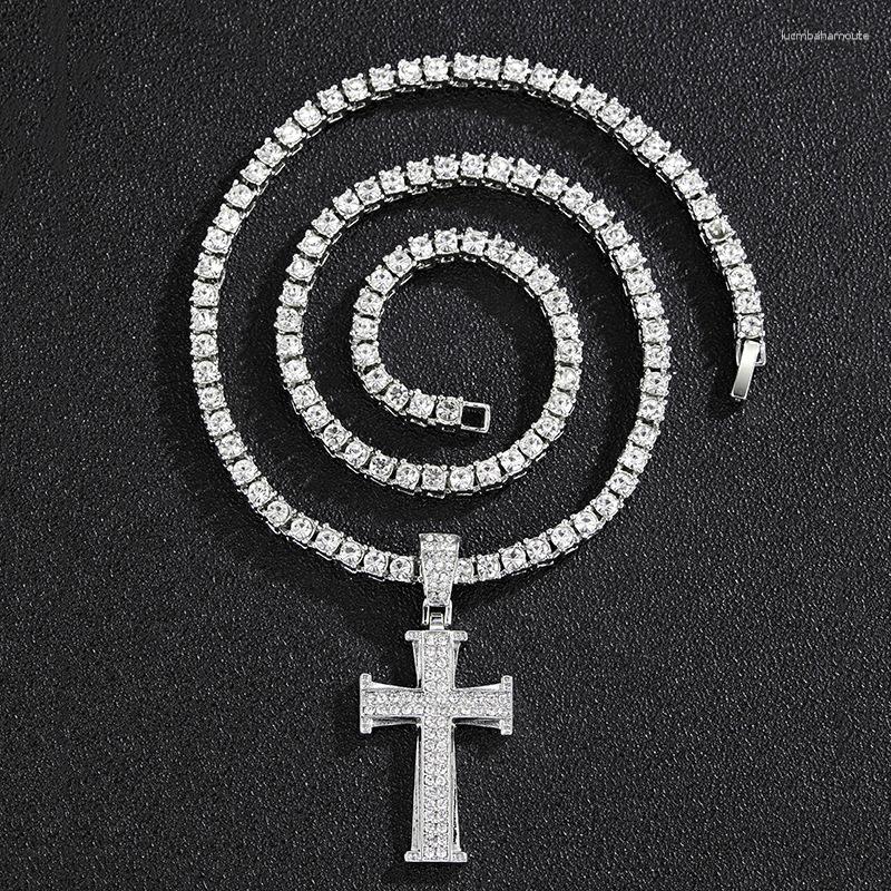 Pendant Necklaces Hiphop Tainless Steel Necklace For Men Women Lover's Gold And Rose Color Chain Cross Small Religious Jewelry