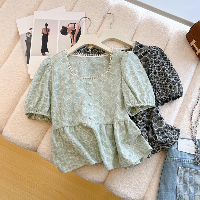Women's Blouses Women Puff Sleeve Design Sweet Short Blouse Elegant All-match Summer Vintage Shirt 2023, Green
Women's Blouses Women Puff Sleeve Design Sweet Short Blouse Elegant All-match Summer Vintage Shirt 2023, Green