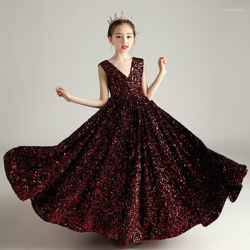 Girl Dresses Kids Sequin Birthday Party Gown Little Girls Sparkle Sexy V-neck Evening Dress Sleeveless Christmas Burgundy Flower, Deep wine
Girl Dresses Kids Sequin Birthday Party Gown Little Girls Sparkle Sexy V-neck Evening Dress Sleeveless Christmas Burgundy Flower, Deep wine