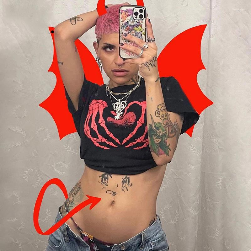Women' T Shirts Summer Punk High Street Aesthetic Gothic Grunge Black Short Sleeve Crop Tops Harajuku Dark Academia Skeleton Graphic
Women' T Shirts Summer Punk High Street Aesthetic Gothic Grunge Black Short Sleeve Crop Tops Harajuku Dark Academia Skeleton Graphic