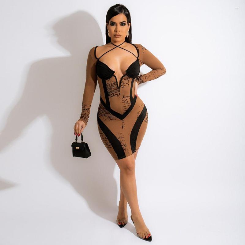 Casual Dresses EWSFV 2023 Spring Women Fashion Sexy Nightclub Slim Hanging Neck Wrap Chest Long Sleeved Hip Pack Print Dress, Brown
Casual Dresses EWSFV 2023 Spring Women Fashion Sexy Nightclub Slim Hanging Neck Wrap Chest Long Sleeved Hip Pack Print Dress, Brown
