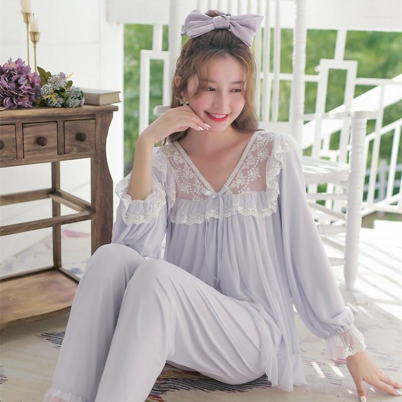Women's Sleepwear Spring Autumn Women's Long Sleeve Pajamas Sets V-Neck Vintage Princess Lace Pyjamas Girls Cute Nightwear Suits, Pink
Women's Sleepwear Spring Autumn Women's Long Sleeve Pajamas Sets V-Neck Vintage Princess Lace Pyjamas Girls Cute Nightwear Suits, Pink
