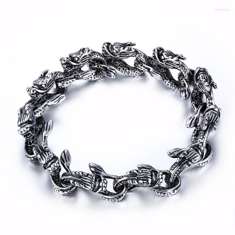Link Bracelets Cool Vintage Men Bracelet Dragon Head Design Bangle 316L Stainless Steel Jewelry Silver Color
Link Bracelets Cool Vintage Men Bracelet Dragon Head Design Bangle 316L Stainless Steel Jewelry Silver Color