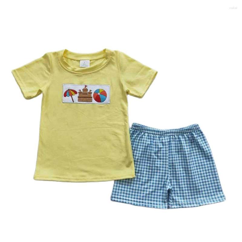 Clothing Sets BSSO0248/GSSO027 Wholesale Children's Clothes Boys' Embroidered Beach Castle Yellow Short Sleeve Blue Casual, Picture shown
Clothing Sets BSSO0248/GSSO027 Wholesale Children's Clothes Boys' Embroidered Beach Castle Yellow Short Sleeve Blue Casual, Picture shown