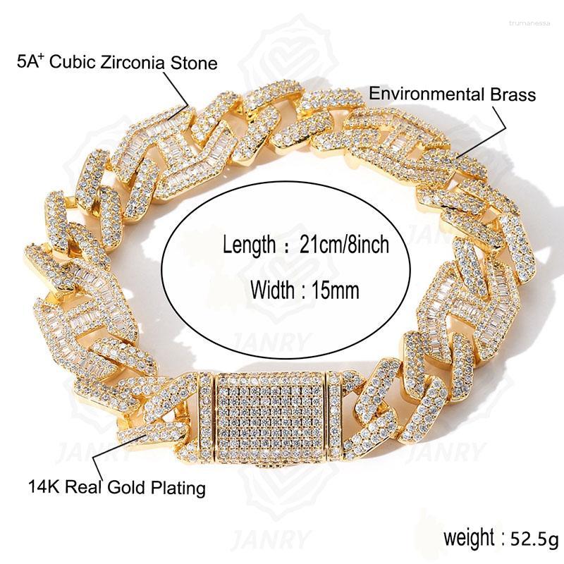 Link Bracelets Chain 15mm Heavy Miami Baguette Zircon Iced Out Cuban Bracelet CZ Prong Setting Hip Hop Jewelry For Men Women Raym22
Link Bracelets Chain 15mm Heavy Miami Baguette Zircon Iced Out Cuban Bracelet CZ Prong Setting Hip Hop Jewelry For Men Women Raym22