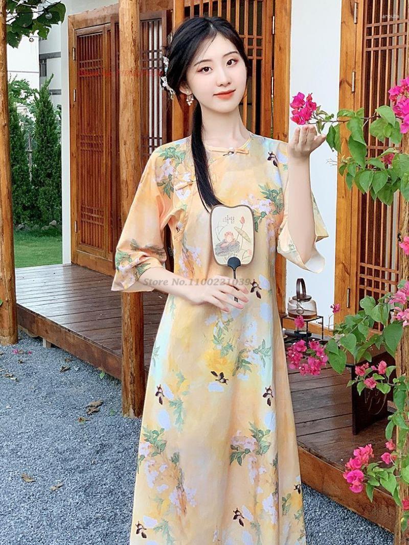 Ethnic Clothing 2023 Chinese Dress Vintage Flower Print Qipao Women Oriental Cheongsam Female Elegant Evening Party
Ethnic Clothing 2023 Chinese Dress Vintage Flower Print Qipao Women Oriental Cheongsam Female Elegant Evening Party