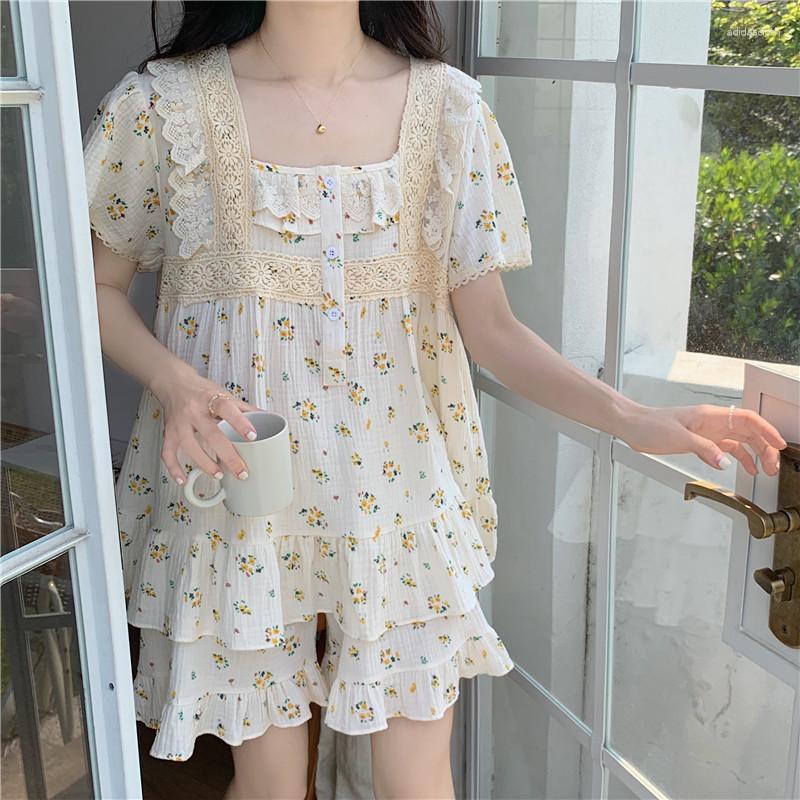 Women's Sleepwear High Quality Cotton Pajama Set Double Layer Gauze Floral Print Short Sleeve Pullovers Shorts Pijamas Home Suit Clothes, Nightgown
Women's Sleepwear High Quality Cotton Pajama Set Double Layer Gauze Floral Print Short Sleeve Pullovers Shorts Pijamas Home Suit Clothes, Nightgown