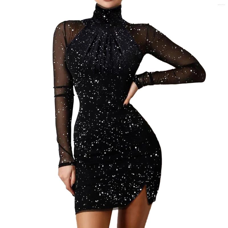 Casual Dresses Ladies Fashoin Party Evening Dress Elegant Sequined Patchwork Long Sleeve Short Split Mesh Halter Bodycon Robes, Black
Casual Dresses Ladies Fashoin Party Evening Dress Elegant Sequined Patchwork Long Sleeve Short Split Mesh Halter Bodycon Robes, Black