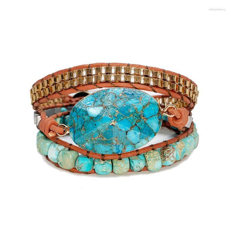 Link Bracelets Handmade Natural Stones Turquoises Charm 3 Strands Wrap Boho Crystal Hematite Bead Mix Women Leather Bracelet
Link Bracelets Handmade Natural Stones Turquoises Charm 3 Strands Wrap Boho Crystal Hematite Bead Mix Women Leather Bracelet