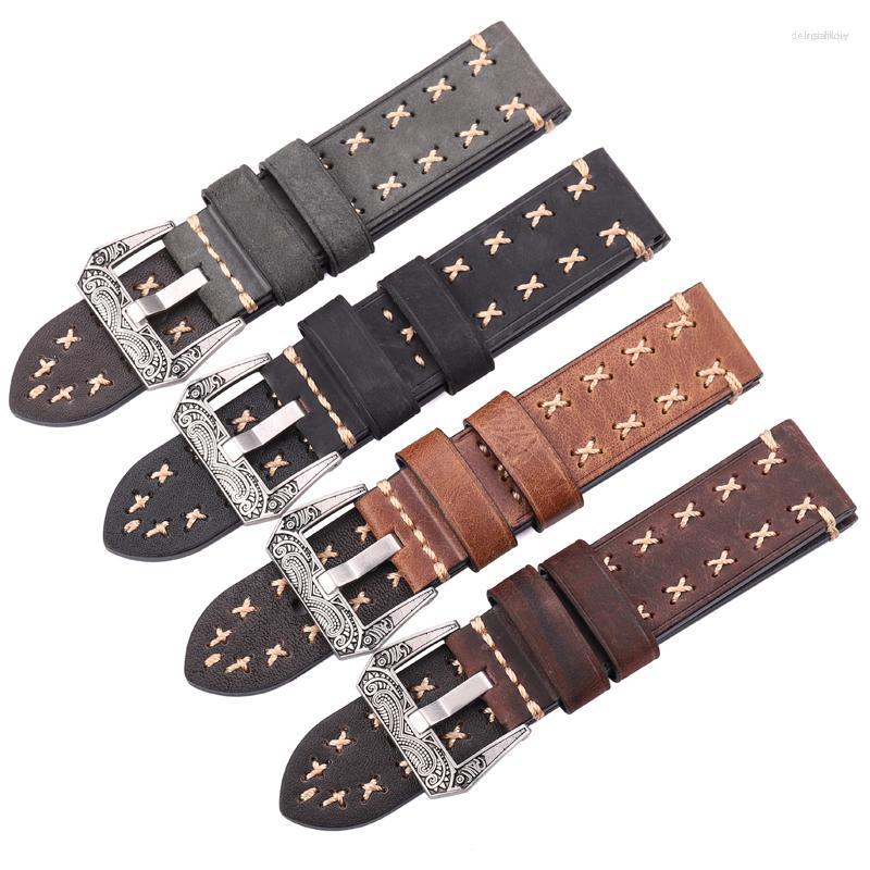 Watch Bands Handmade Watchbands With Retro Stainless Steel Buckle 22mm 24mm Men Women Genuine Leather Band Strap Belt Accessorie
Watch Bands Handmade Watchbands With Retro Stainless Steel Buckle 22mm 24mm Men Women Genuine Leather Band Strap Belt Accessorie